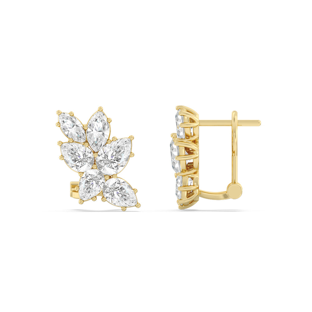 Mosaic Earrings with 14KT Yellow Gold / Lab / 3 5/8 Cut Diamond in 14KT Yellow Gold / Lab / 3 5/8 view 2