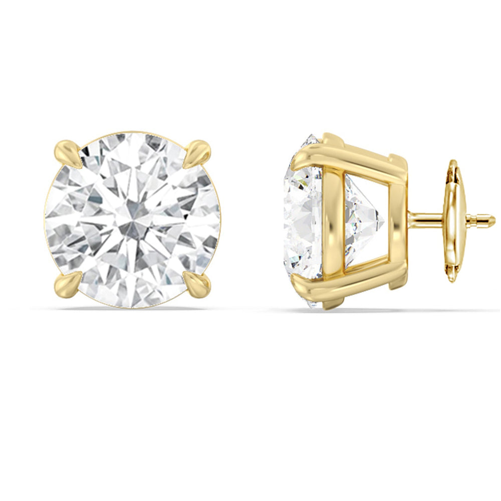 Certified Luxe Four Prong Lab Diamond Stud Earrings (E+ VVS+) with 18KT Yellow Gold / Lab / 12 Cut Diamond in 14KT Yellow Gold / Lab / 12 view 4