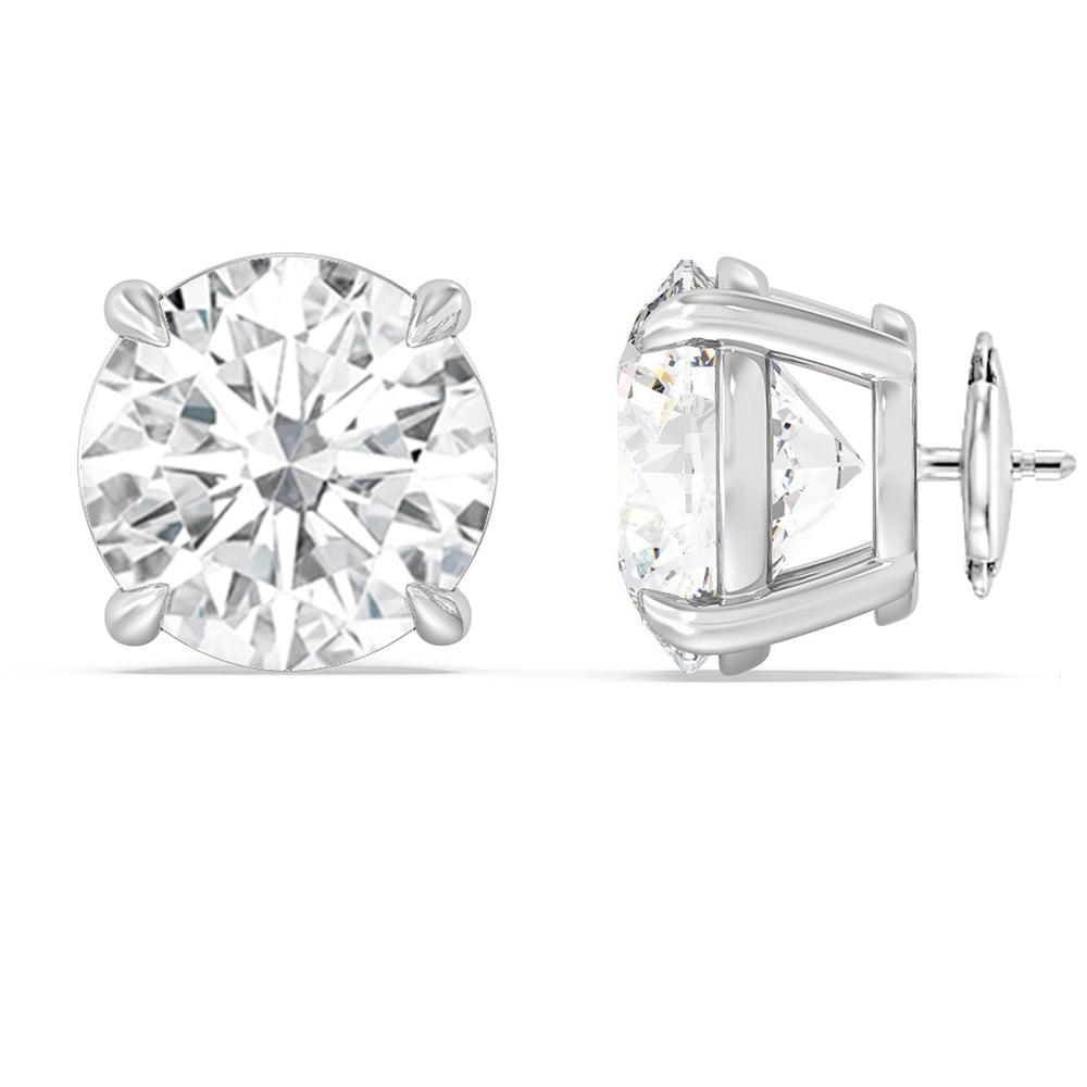 Certified Luxe Four Prong Lab Diamond Stud Earrings (E+ VVS+) with Platinum / Lab / 20 Cut Diamond in 14KT Platinum / Lab / 20 view 4