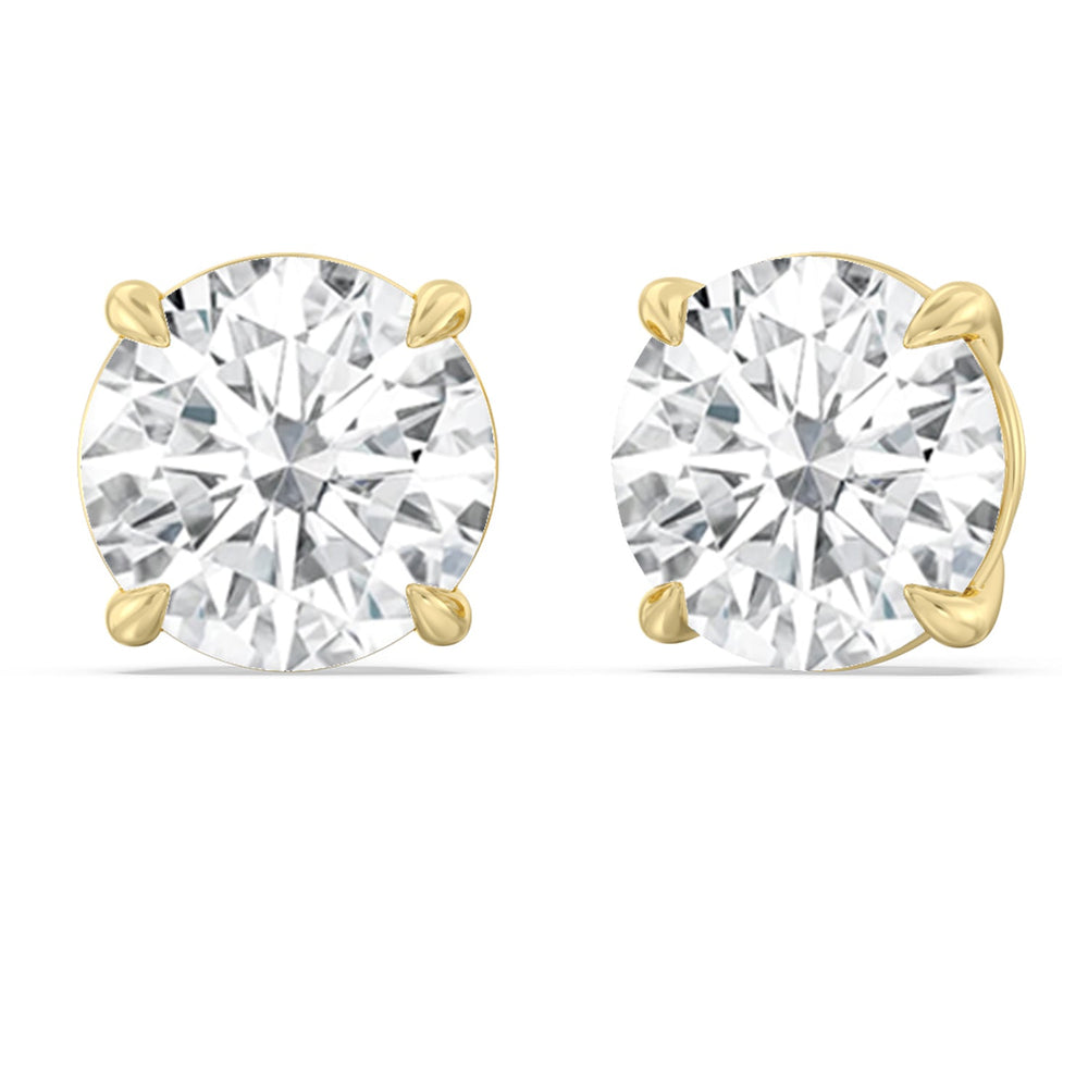 Certified Luxe Four Prong Lab Diamond Stud Earrings (E+ VVS+) with 18KT Yellow Gold / Lab / 20 Cut Diamond in 14KT Yellow Gold / Lab / 20 view 1