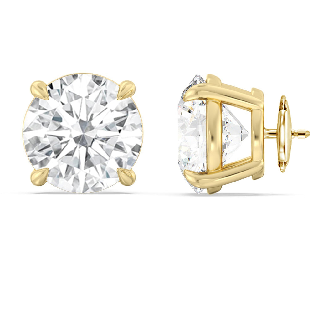 Certified Luxe Four Prong Lab Diamond Stud Earrings (E+ VVS+) with 18KT Yellow Gold / Lab / 20 Cut Diamond in 14KT Yellow Gold / Lab / 20 view 4