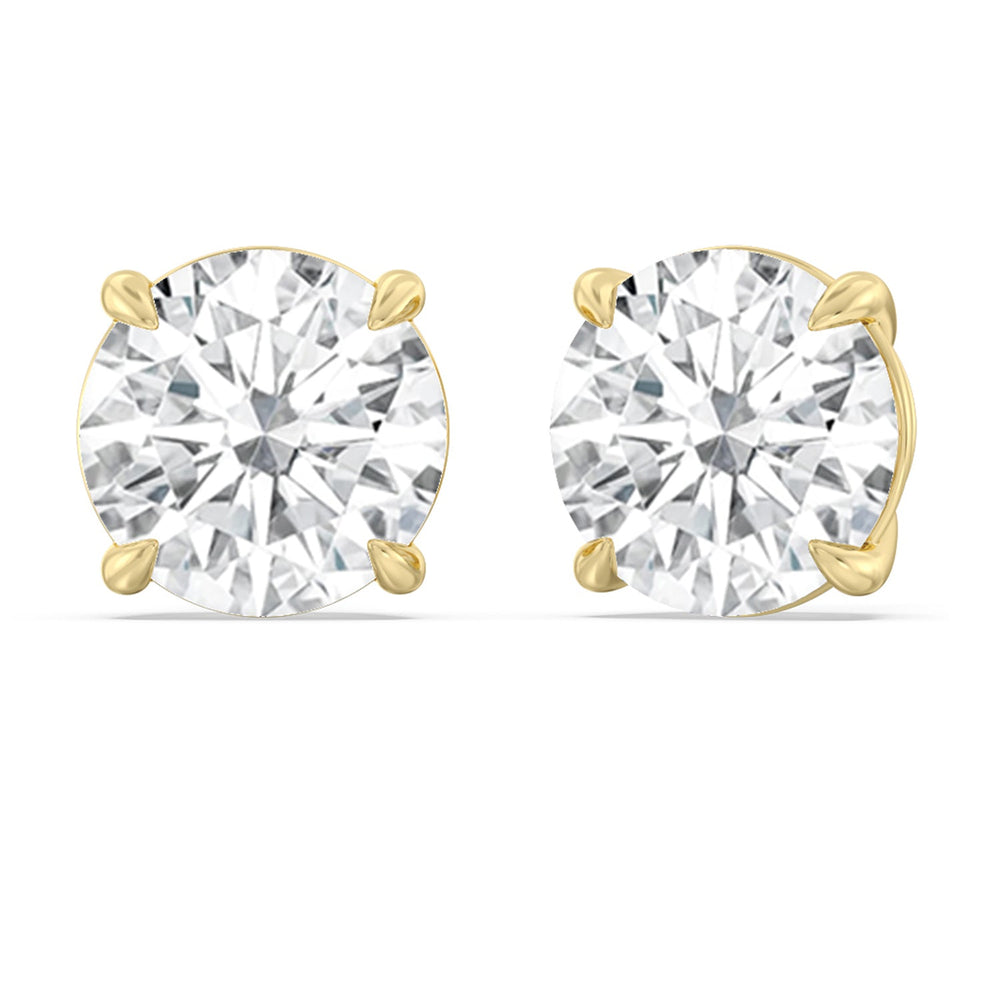 Certified Luxe Four Prong Lab Diamond Stud Earrings (E+ VVS+) with 18KT Yellow Gold / Lab / 16 Cut Diamond in 14KT Yellow Gold / Lab / 16 view 1