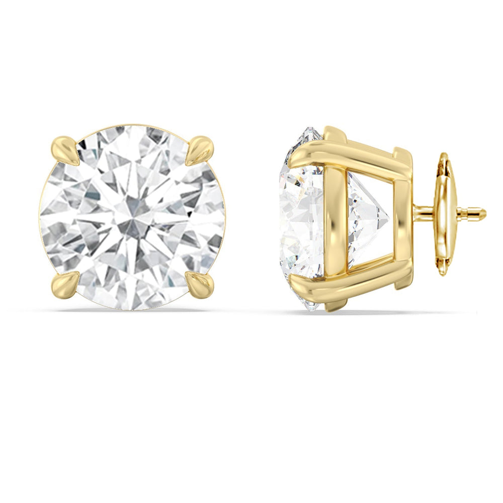 Certified Luxe Four Prong Lab Diamond Stud Earrings (E+ VVS+) with 18KT Yellow Gold / Lab / 16 Cut Diamond in 14KT Yellow Gold / Lab / 16 view 4
