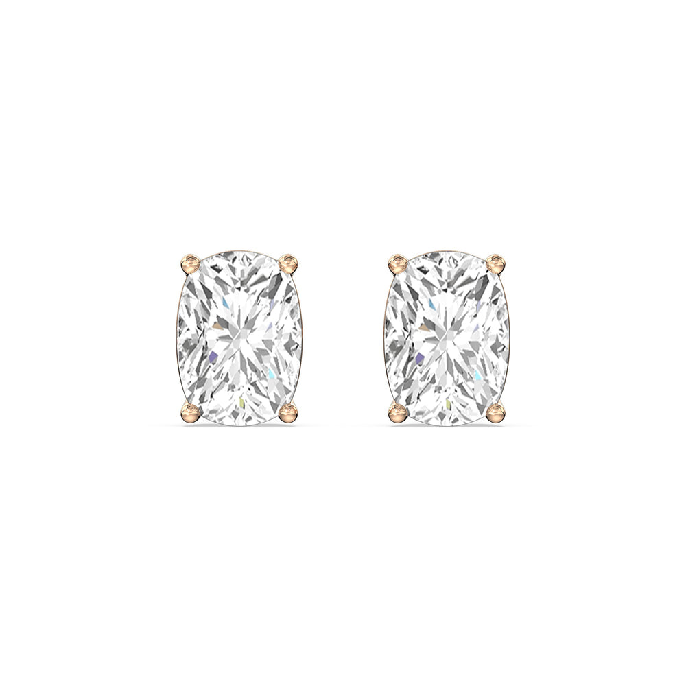 Classic Elongated Cushion Stud Earrings with 14KT Rose Gold / Lab / 1 1/2 Cut Diamond in 14KT Rose Gold / Lab / 1 1/2 view 4
