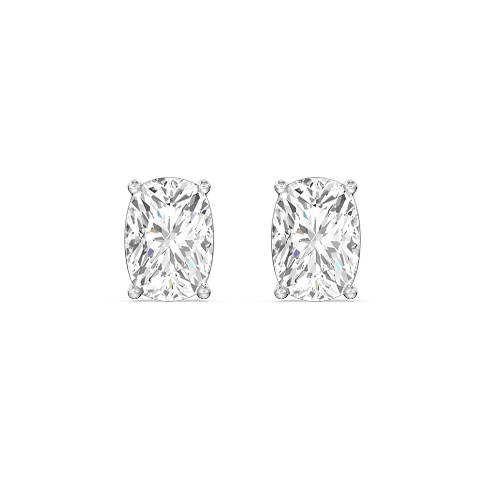 Classic Elongated Cushion Stud Earrings with 14KT White Gold / Lab / 1 1/2 Cut Diamond in 14KT White Gold / Lab / 1 1/2 view 4
