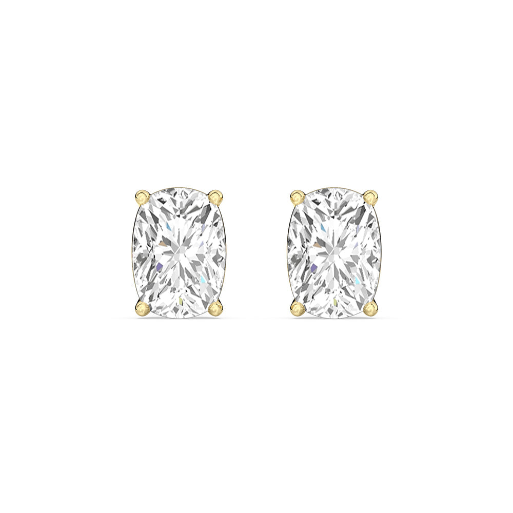 Classic Elongated Cushion Stud Earrings with 14KT Yellow Gold / Lab / 1 1/2 Cut Diamond in 14KT Yellow Gold / Lab / 1 1/2 view 4