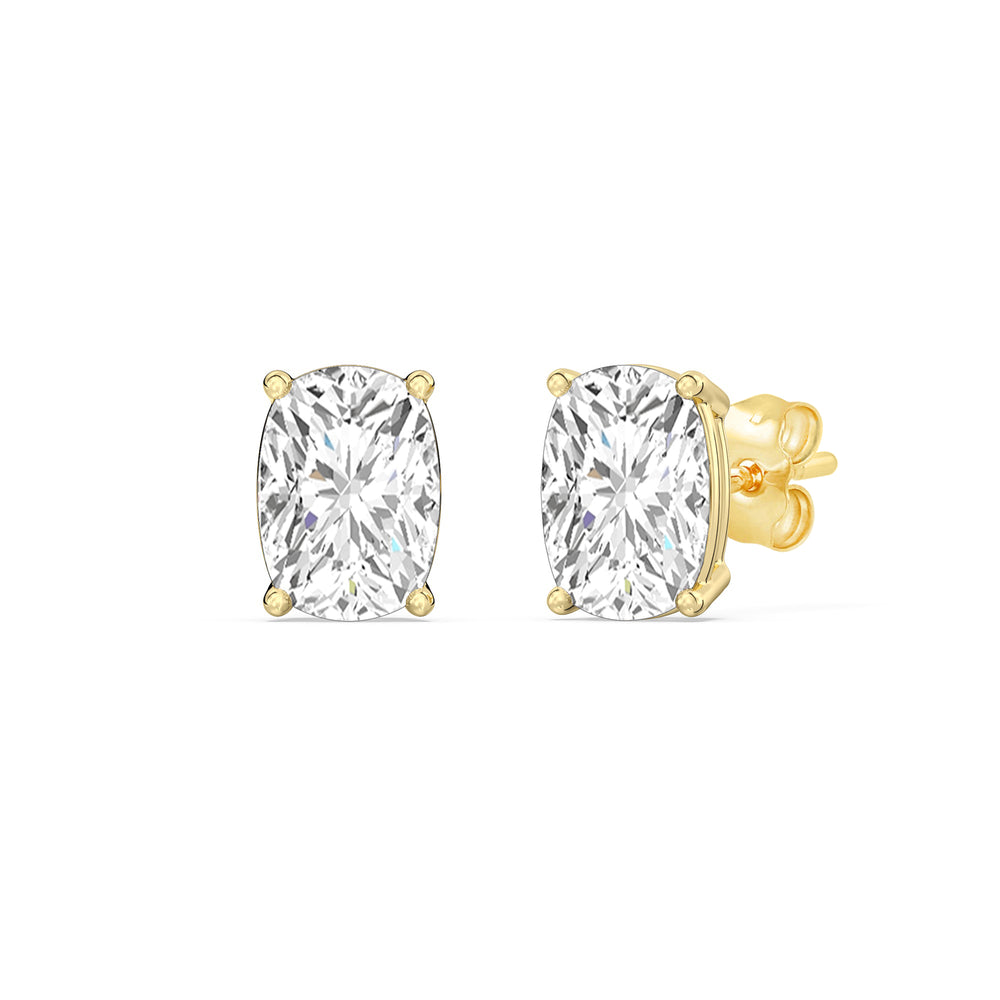 Classic Elongated Cushion Stud Earrings with 14KT Yellow Gold / Lab / 1 1/2 Cut Diamond in 14KT Yellow Gold / Lab / 1 1/2 view 1