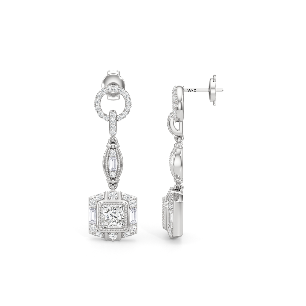 The Napier Earrings with 18KT White Gold / Lab / 4 Cut Diamond in 14KT White Gold / Lab / 4 view 7
