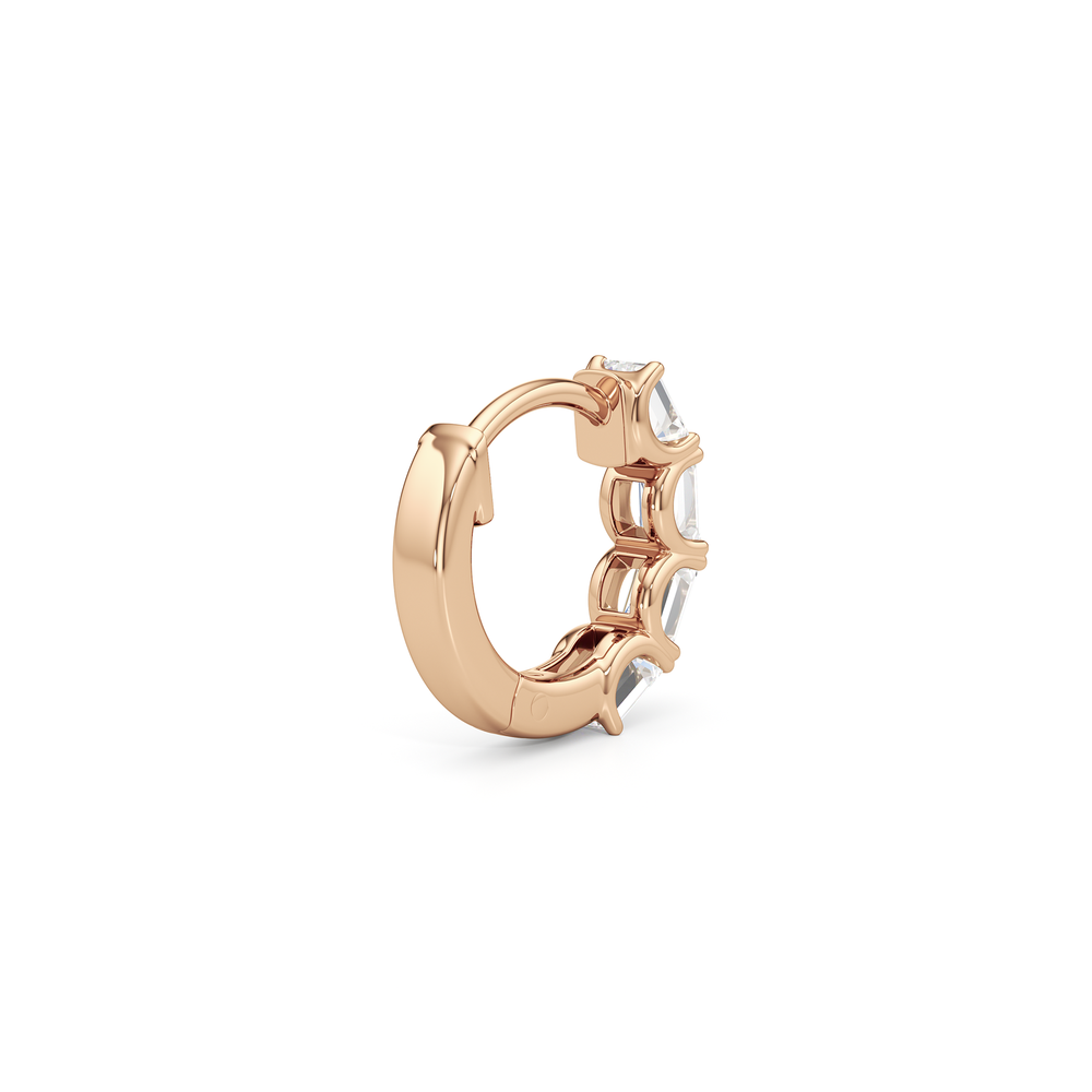 Emerald Cut Huggie Earrings with 14KT Rose Gold / Lab / 1 Cut Diamond in 14KT Rose Gold / Lab / 1 view 5