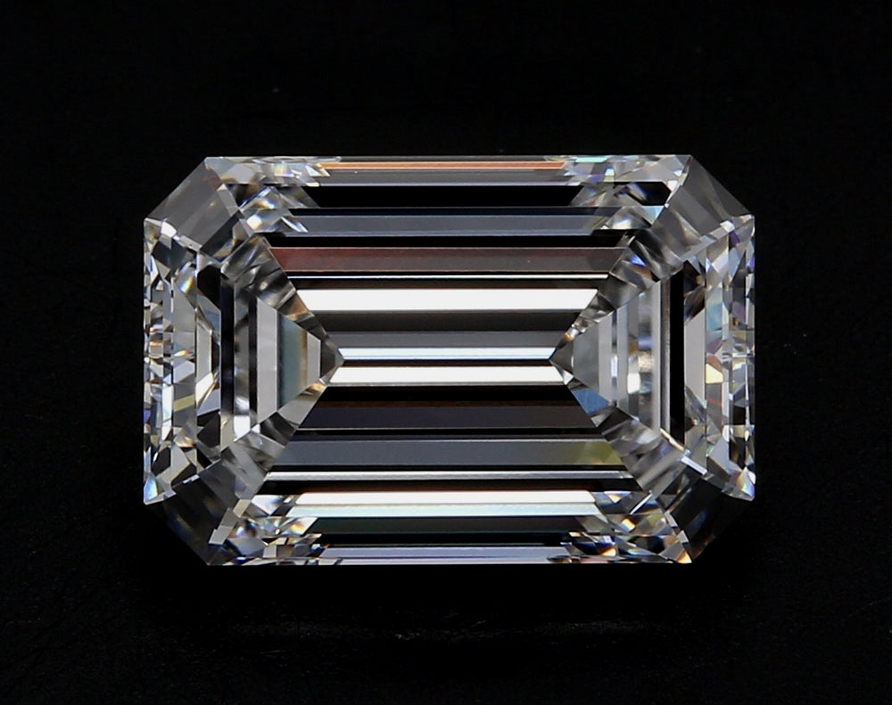 4.53 Carat Emerald Lab Diamond with  Cut Diamond in 14KT  view 1