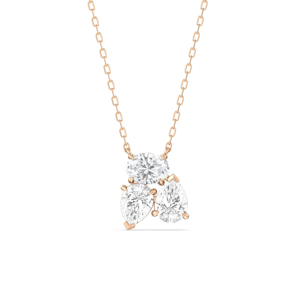 Mixed Shape Cluster Necklace with 14KT Rose Gold / Lab / 2 Cut Diamond in 14KT Rose Gold / Lab / 2 view 1