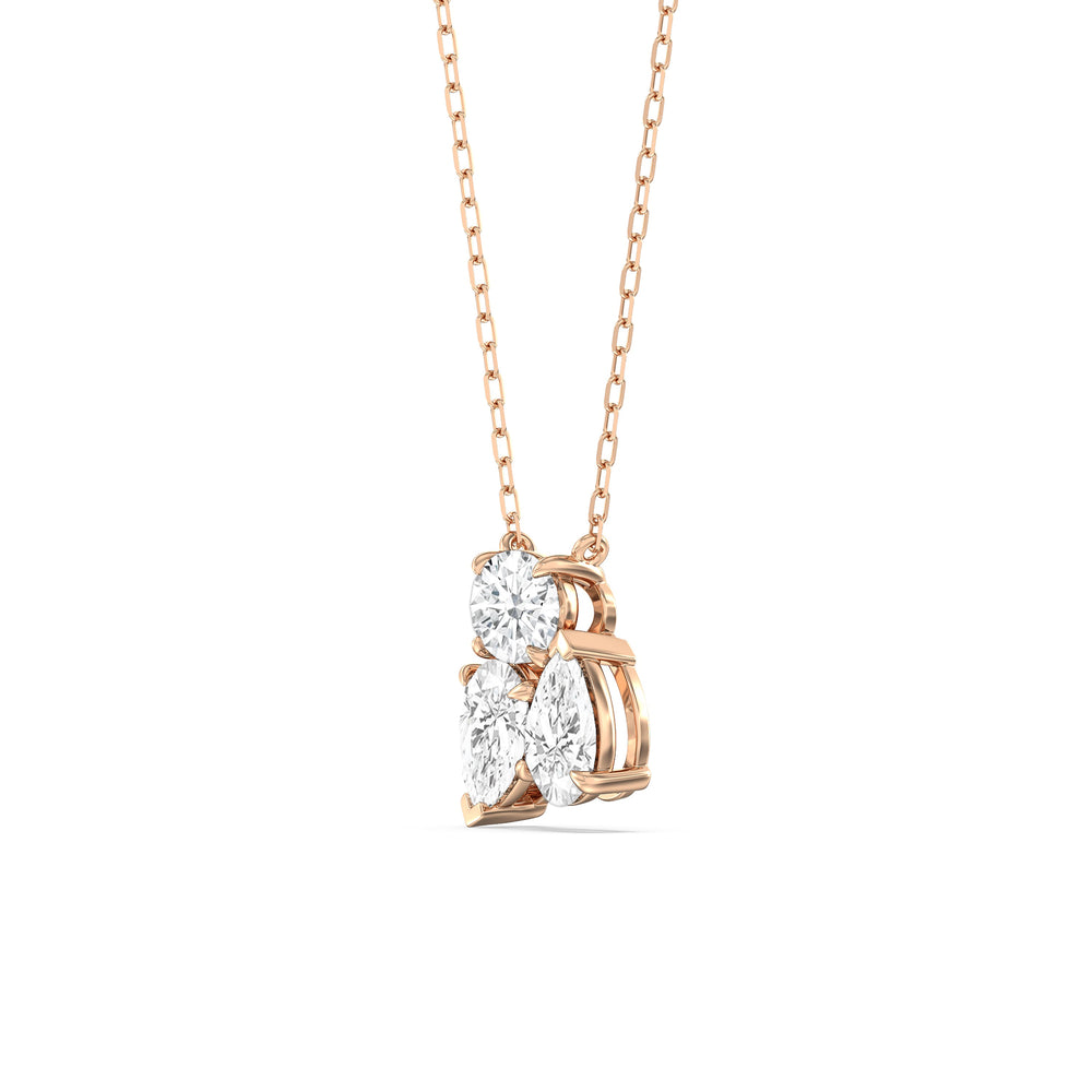 Mixed Shape Cluster Necklace with 14KT Rose Gold / Lab / 2 Cut Diamond in 14KT Rose Gold / Lab / 2 view 2