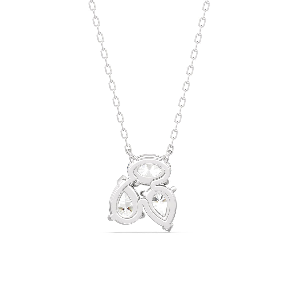 Mixed Shape Cluster Necklace with 14KT White Gold / Lab / 2 Cut Diamond in 14KT White Gold / Lab / 2 view 6
