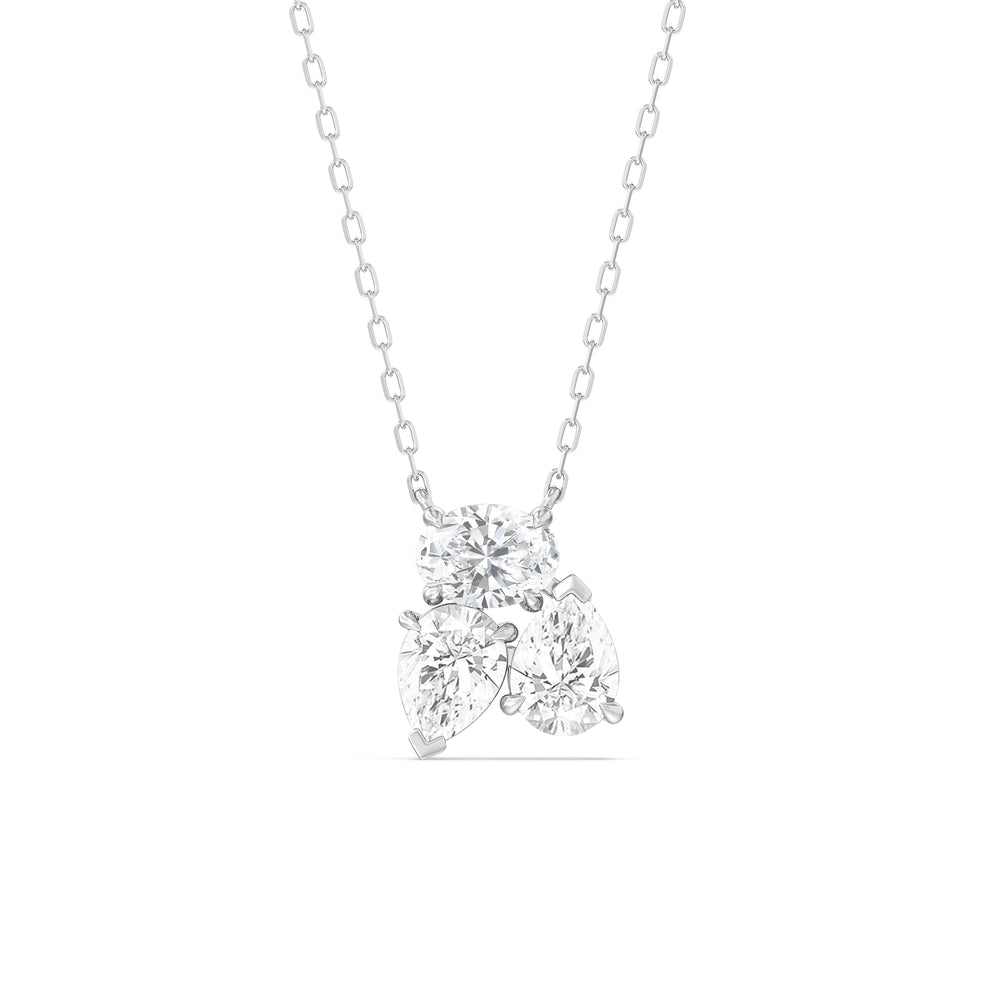 Mixed Shape Cluster Necklace with 14KT White Gold / Lab / 2 Cut Diamond in 14KT White Gold / Lab / 2 view 1