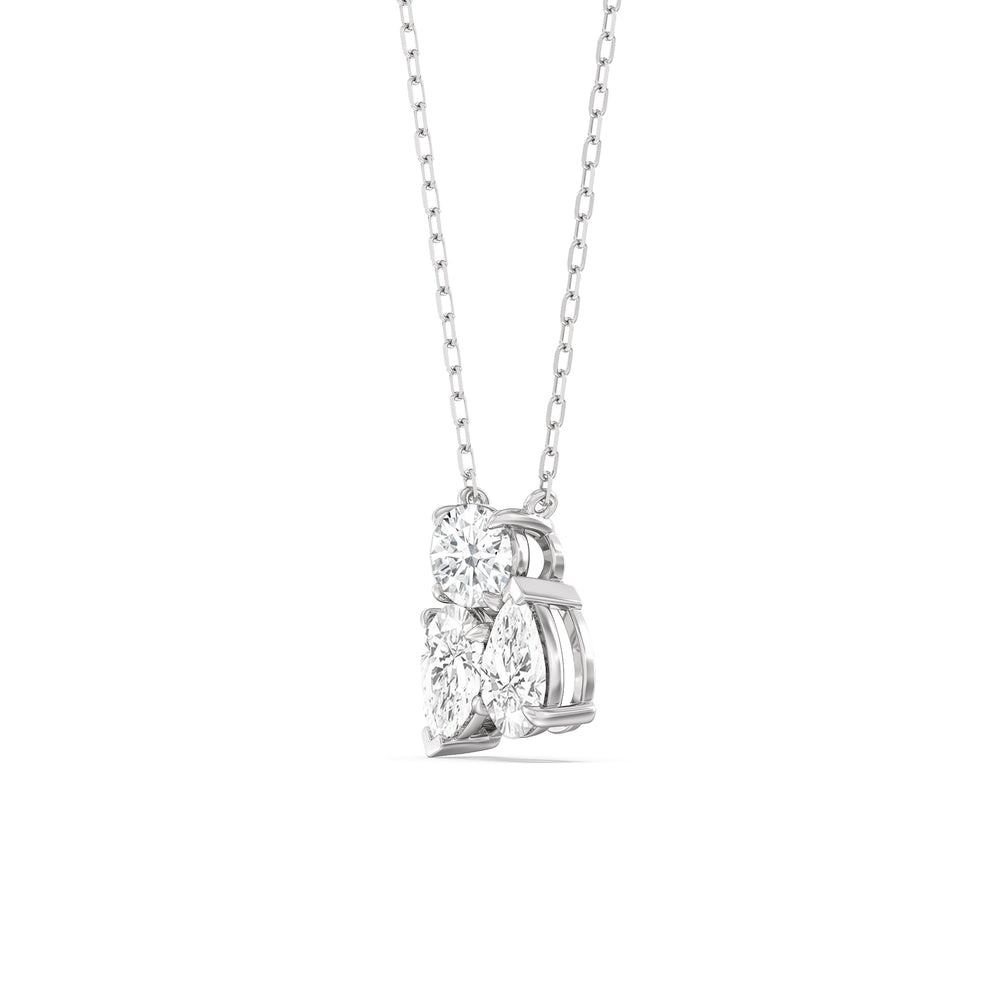 Mixed Shape Cluster Necklace with 14KT White Gold / Lab / 2 Cut Diamond in 14KT White Gold / Lab / 2 view 2