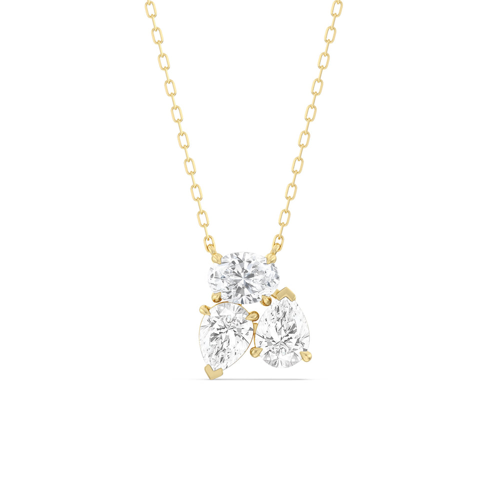 Mixed Shape Cluster Necklace with 14KT Yellow Gold / Lab / 2 Cut Diamond in 14KT Yellow Gold / Lab / 2 view 1