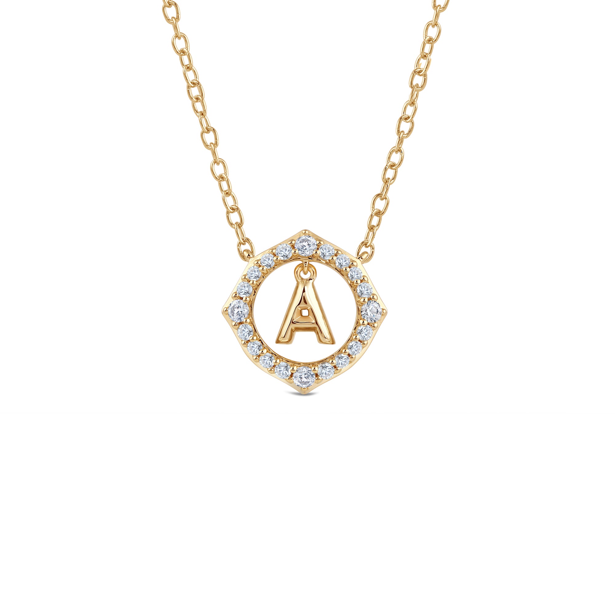Signature Letter A Necklace – With Clarity - Main Image