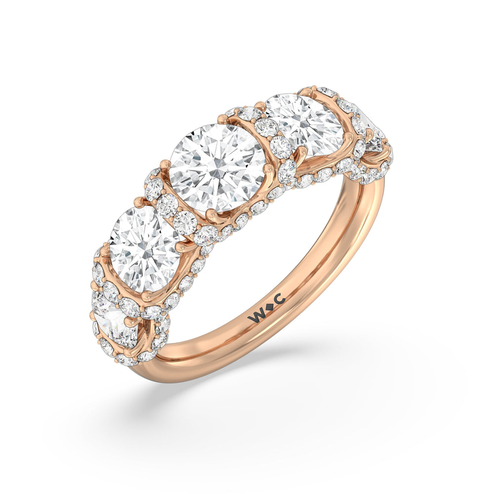 The Fulton Anniversary Ring (E+ VS+) with 18KT Rose Gold / Natural / 4 Cut Diamond in 14KT Rose Gold / Natural / 4 view 5