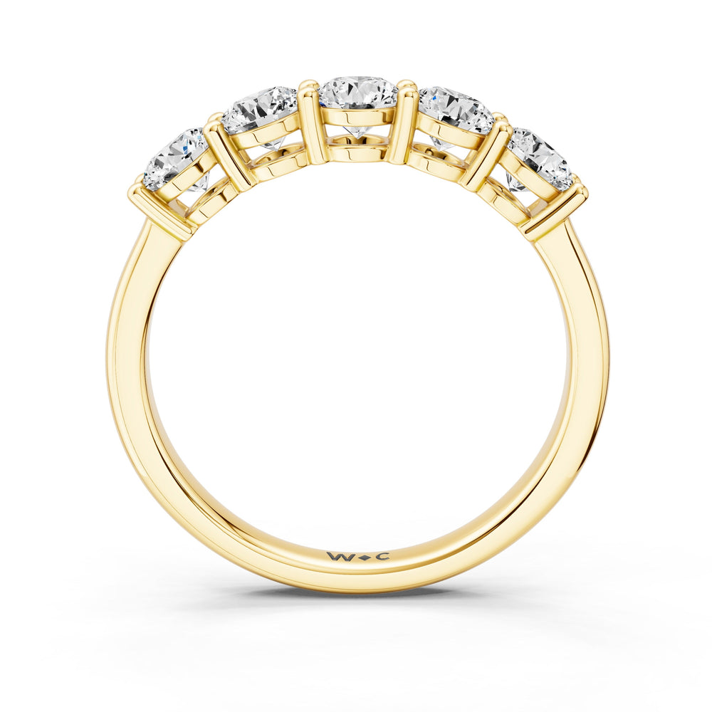 Five Stone Round Brilliant Cut Diamond Ring (F/G SI+) with 18KT Yellow Gold / Natural / 1 Cut Diamond in 14KT Yellow Gold / Natural / 1 view 2