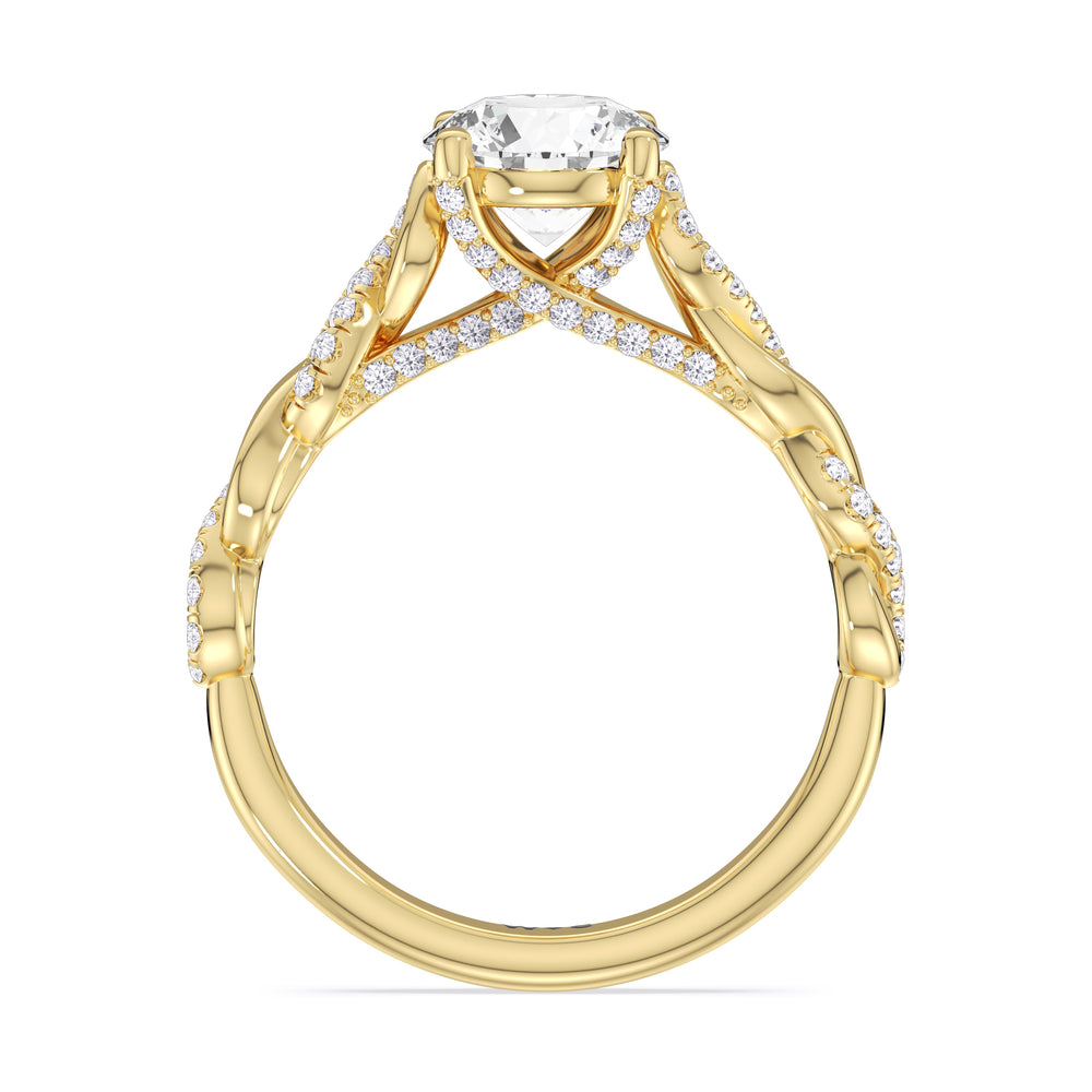 Glamour Twisted Diamond Engagement Ring with Round Cut Diamond in 14KT Yellow Gold view 3