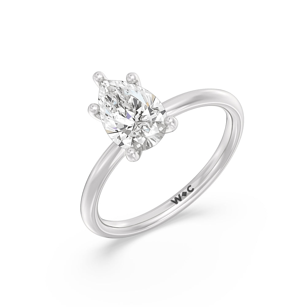 Classic Four Prong Solitaire Diamond Engagement Ring with Pear Cut Diamond in 14KT Platinum view 4