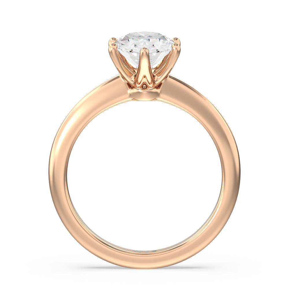 Luminous Six Prong Solitaire Diamond Ring with Oval Cut Diamond in 14KT Rose Gold view 2