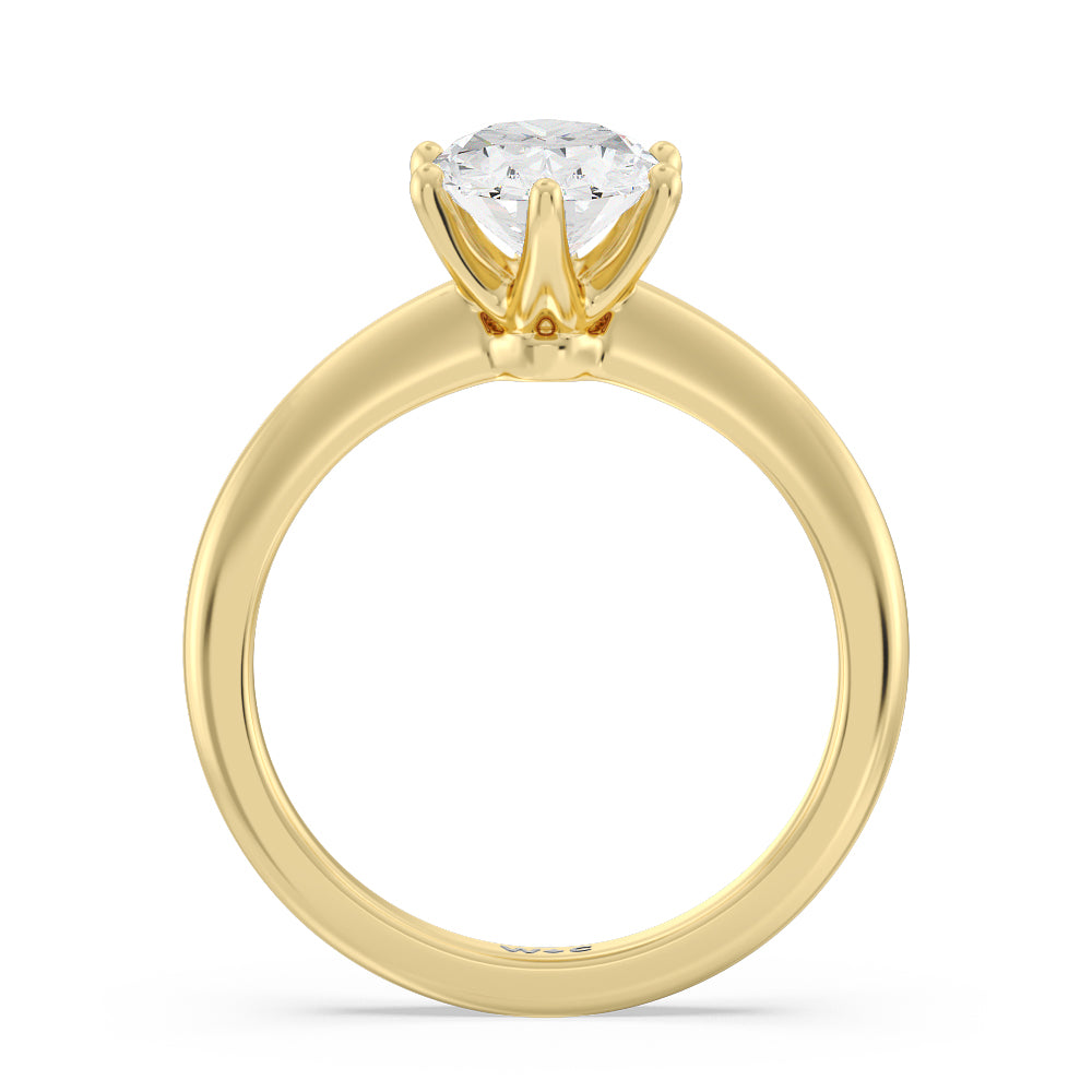 Luminous Six Prong Solitaire Diamond Ring with Oval Cut Diamond in 14KT Yellow Gold view 2
