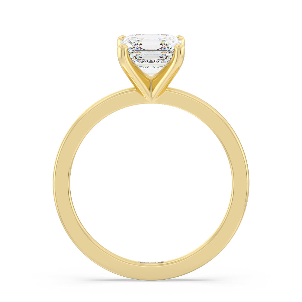 Asscher Cut Petite Solitaire Diamond Engagement Ring with Lab Grown Diamond in 14KT Yellow Gold view 2