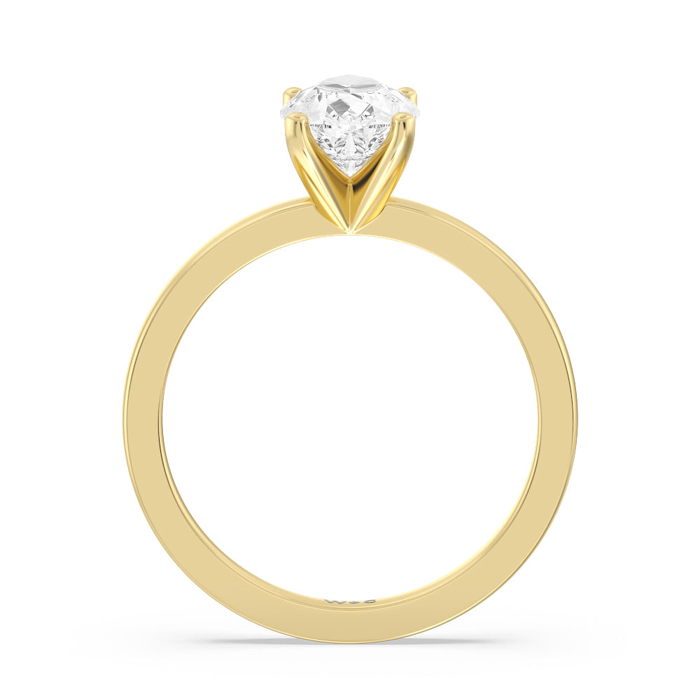 Pear Cut Petite Solitaire Diamond Engagement Ring with Lab Grown Diamond in 14KT Yellow Gold view 2