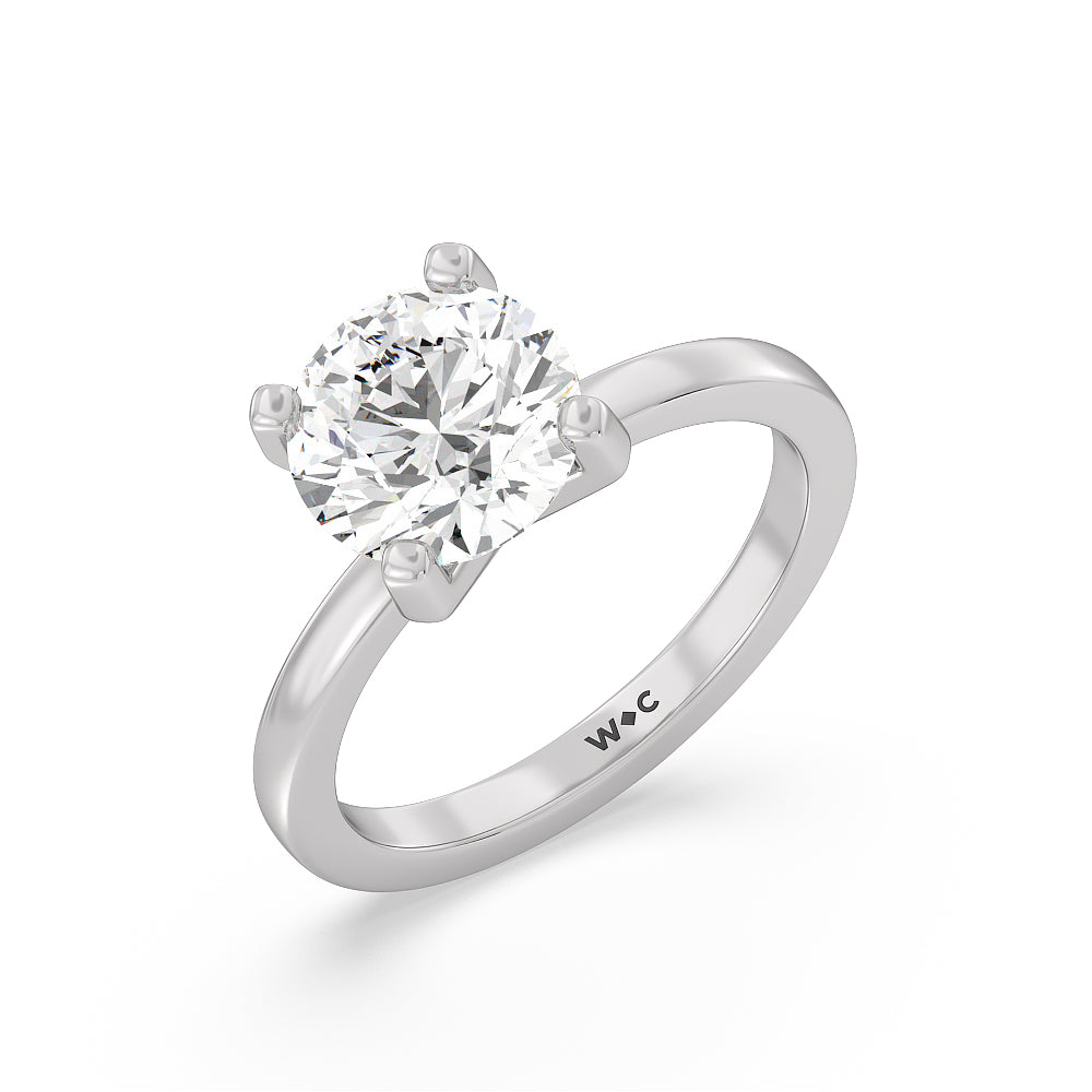 Round Cut Petite Solitaire Diamond Engagement Ring with Lab Grown Diamond in 14KT Platinum view 4