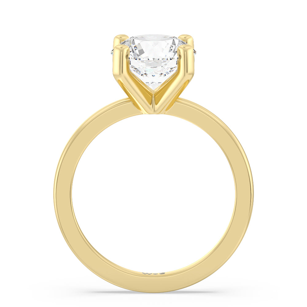 Round Cut Petite Solitaire Diamond Engagement Ring with Lab Grown Diamond in 14KT Yellow Gold view 3