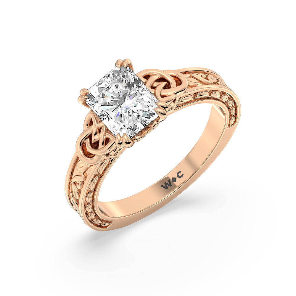 Radiant Cut The Seraphine Celtic Ring with Lab Grown Diamond in 14KT Rose Gold view 3