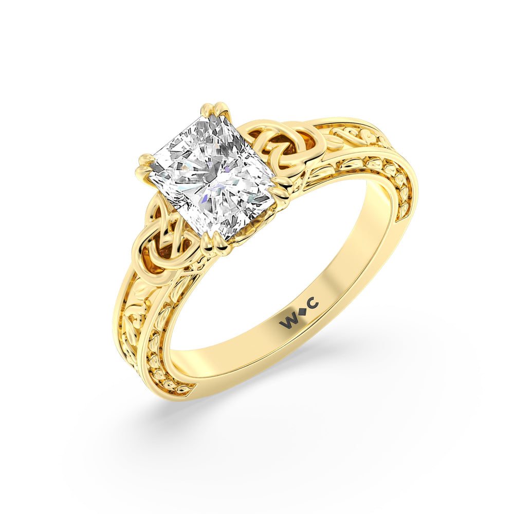 Radiant Cut The Seraphine Celtic Ring with Lab Grown Diamond in 14KT Yellow Gold view 4