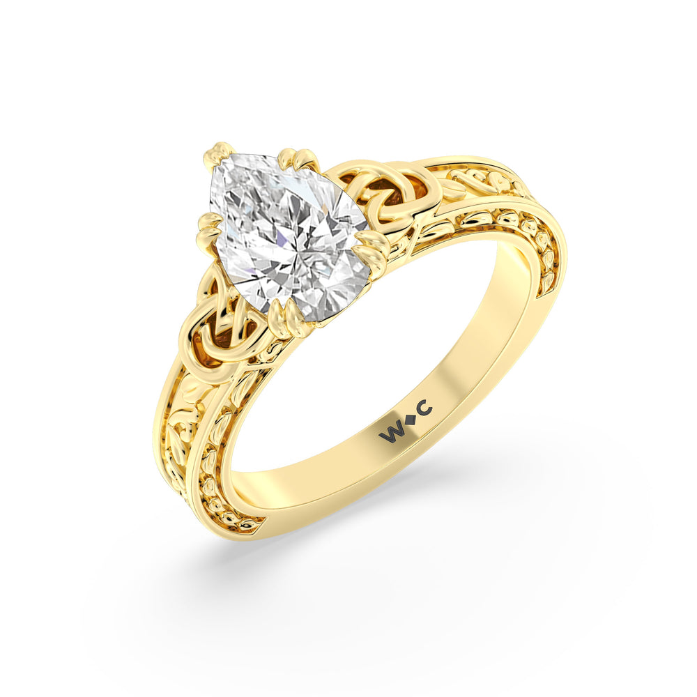 Pear Cut The Seraphine Celtic Ring with Lab Grown Diamond in 14KT Yellow Gold view 4