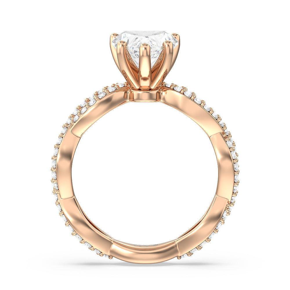 Heart Cut Infinity Winding Diamond Engagement Ring with Lab Grown Diamond in 14KT Rose Gold view 2