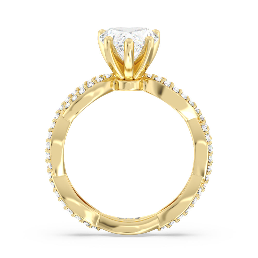 Heart Cut Infinity Winding Diamond Engagement Ring with Lab Grown Diamond in 14KT Yellow Gold view 2