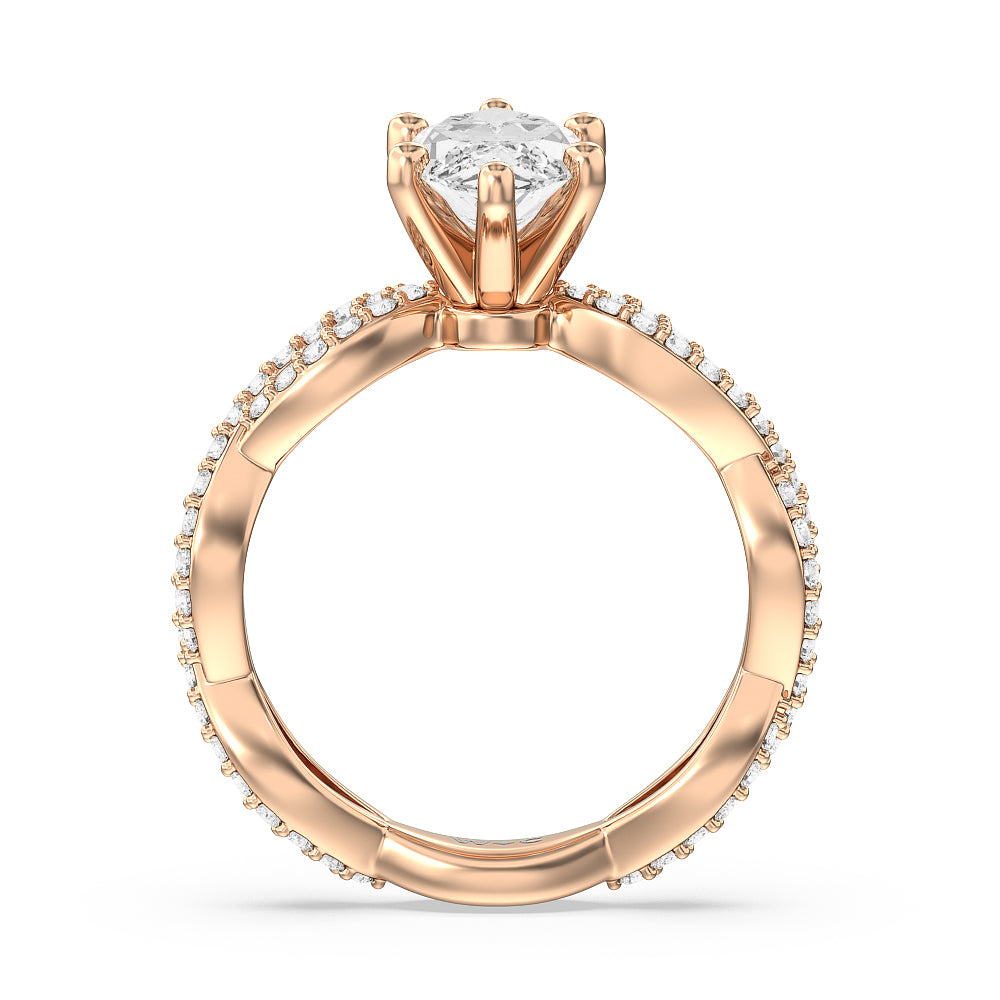 Marquise Cut Infinity Winding Diamond Engagement Ring with Lab Grown Diamond in 14KT Rose Gold view 2