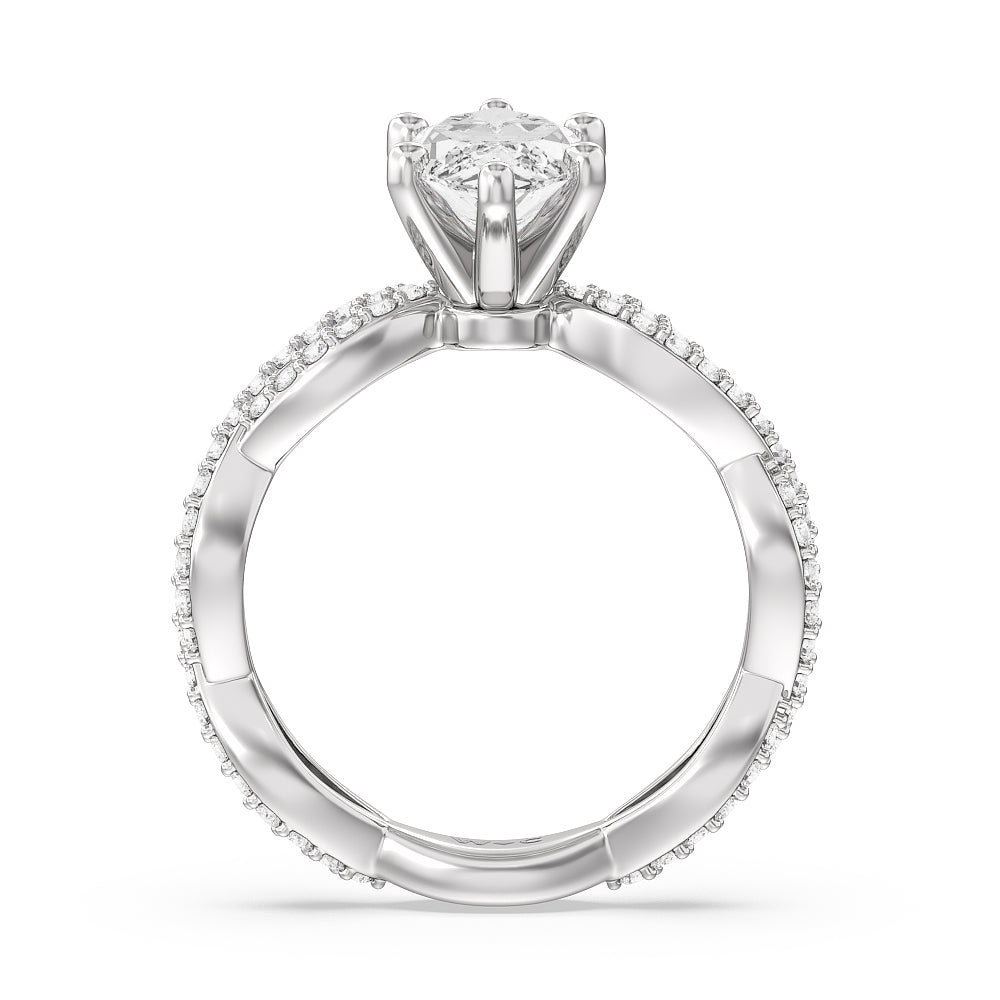 Marquise Cut Infinity Winding Diamond Engagement Ring with Lab Grown Diamond in 14KT Platinum view 2