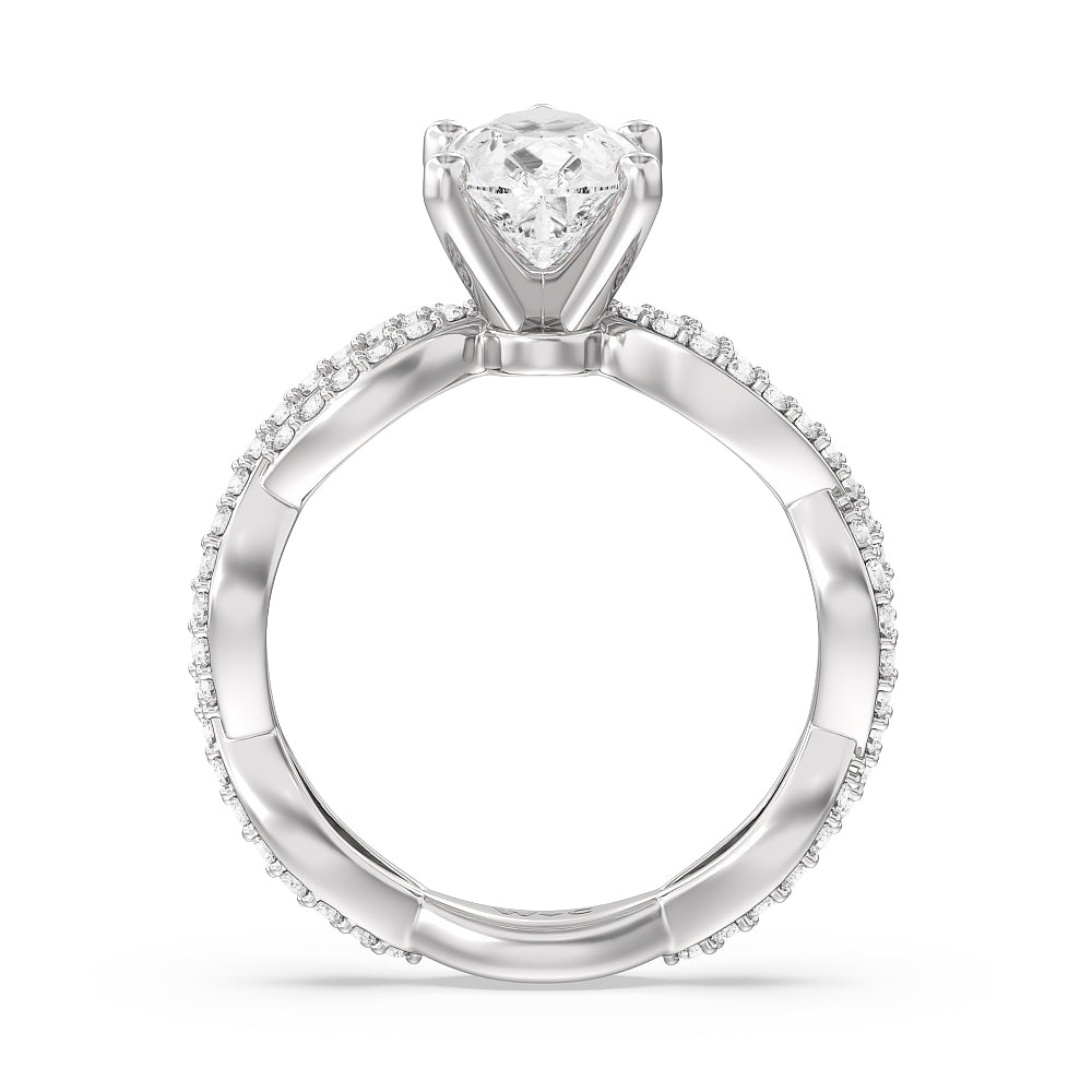 Pear Cut Infinity Winding Diamond Engagement Ring with Lab Grown Diamond in 14KT Platinum view 2