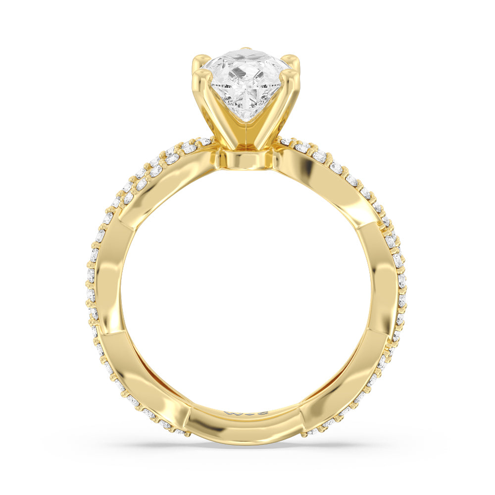 Pear Cut Infinity Winding Diamond Engagement Ring with Lab Grown Diamond in 14KT Yellow Gold view 2