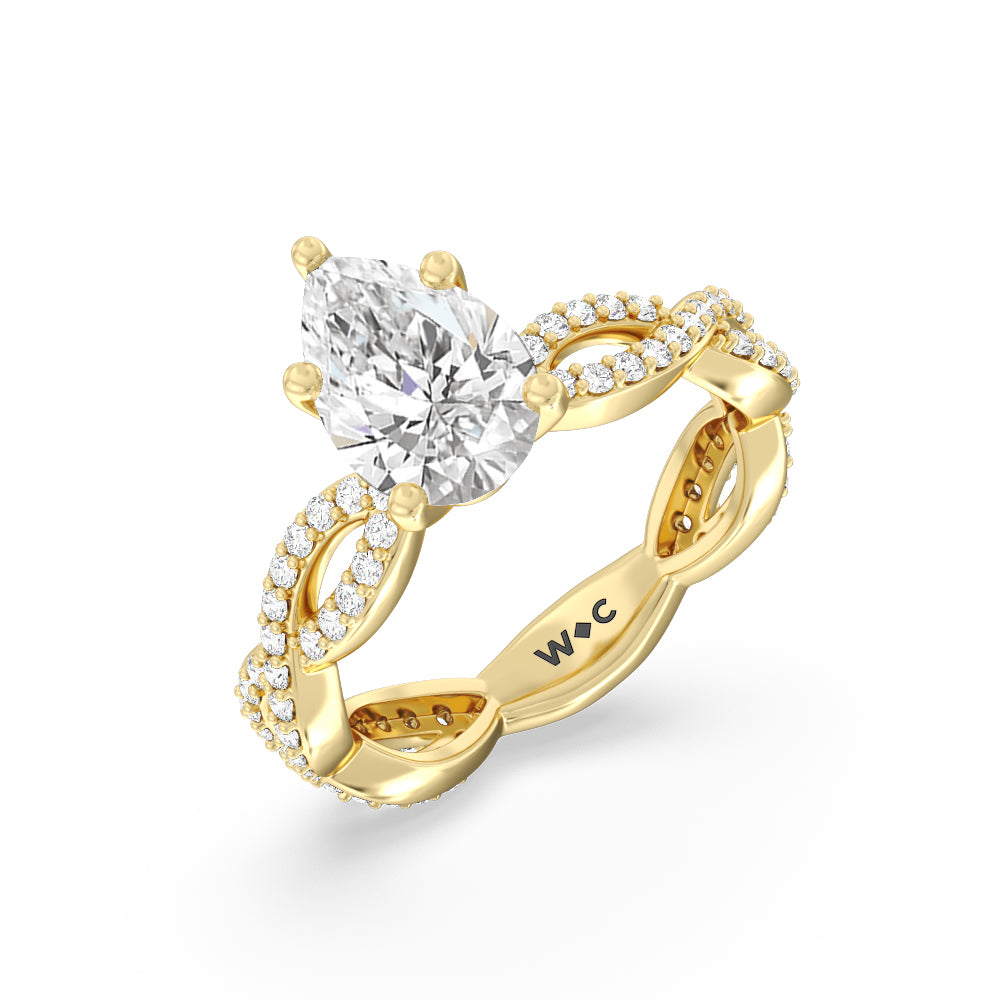 Pear Cut Infinity Winding Diamond Engagement Ring with Lab Grown Diamond in 14KT Yellow Gold view 3