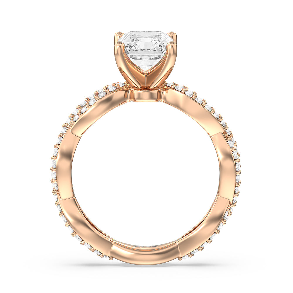 Radiant Cut Infinity Winding Diamond Engagement Ring with Lab Grown Diamond in 14KT Rose Gold view 2