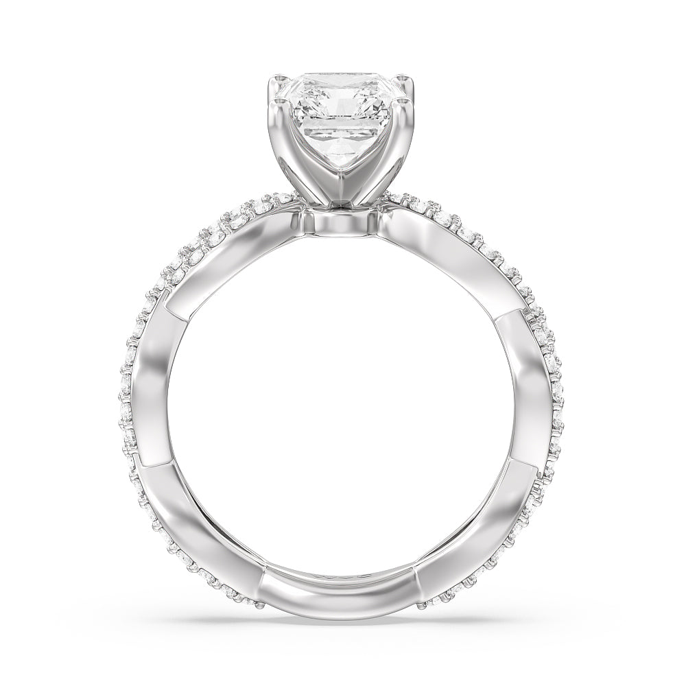 Radiant Cut Infinity Winding Diamond Engagement Ring with Lab Grown Diamond in 14KT Platinum view 2
