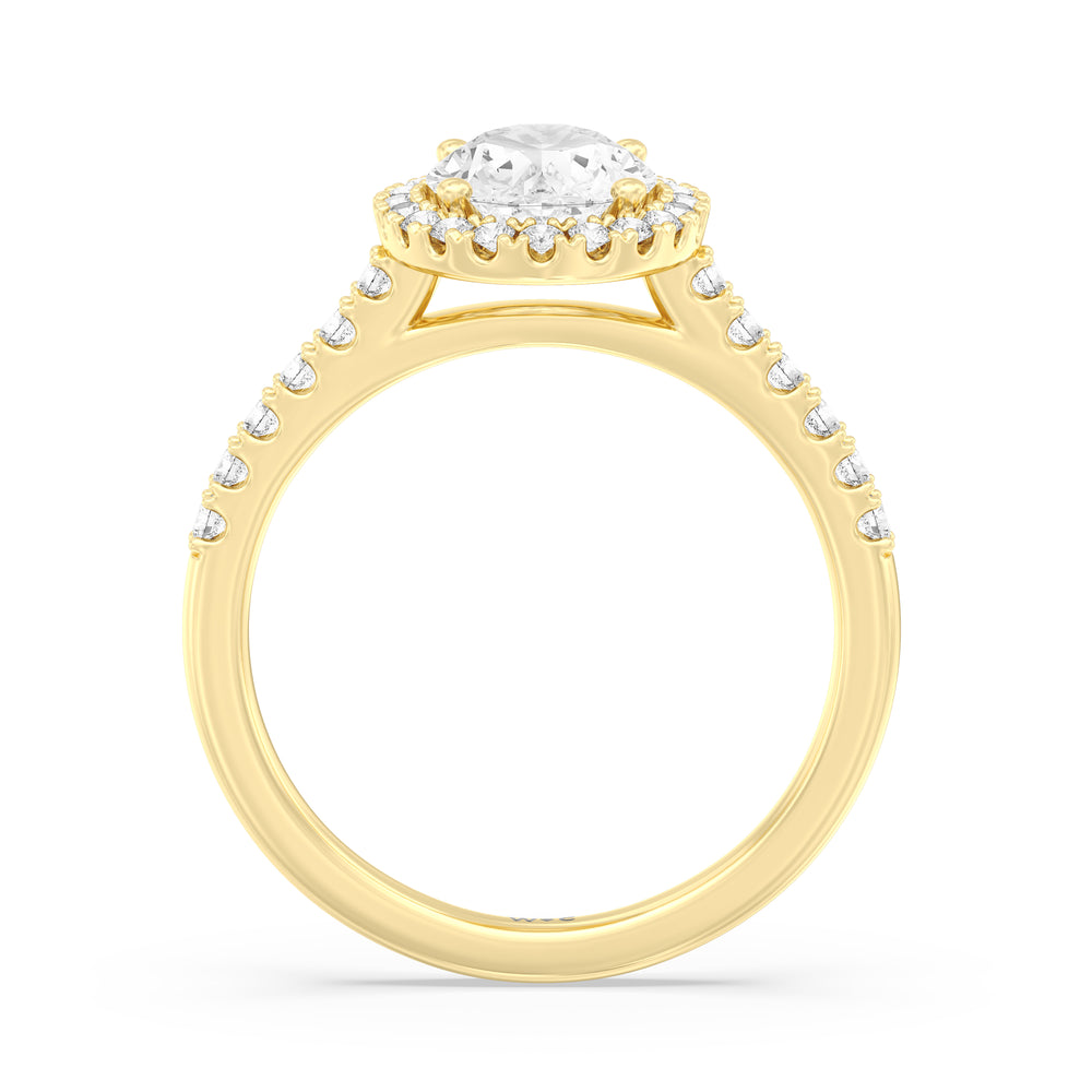 Pave Halo Engagement Ring with Oval Cut Diamond in 14KT Yellow Gold view 2