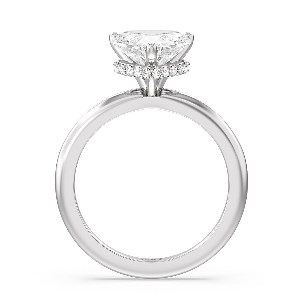 Modern Fine Line Hidden Halo Engagement Ring with Heart Cut Diamond in 14KT Platinum view 2