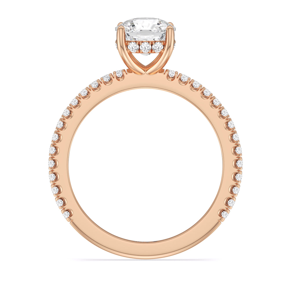 Cushion Cut Classic Hidden Halo Engagement Ring (E+ VVS+) with Lab Grown Diamond in 14KT Rose Gold view 2