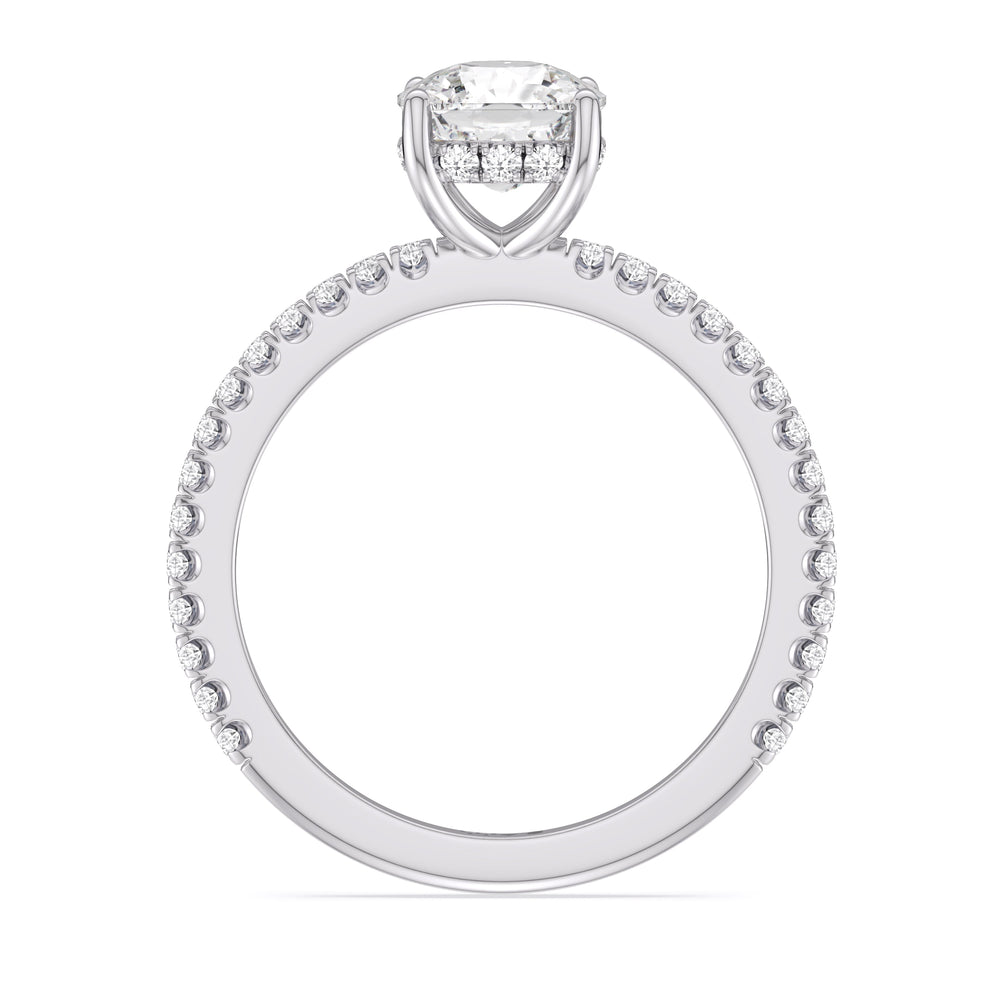 Cushion Cut Classic Hidden Halo Engagement Ring (E+ VVS+) with Lab Grown Diamond in 14KT Platinum view 2