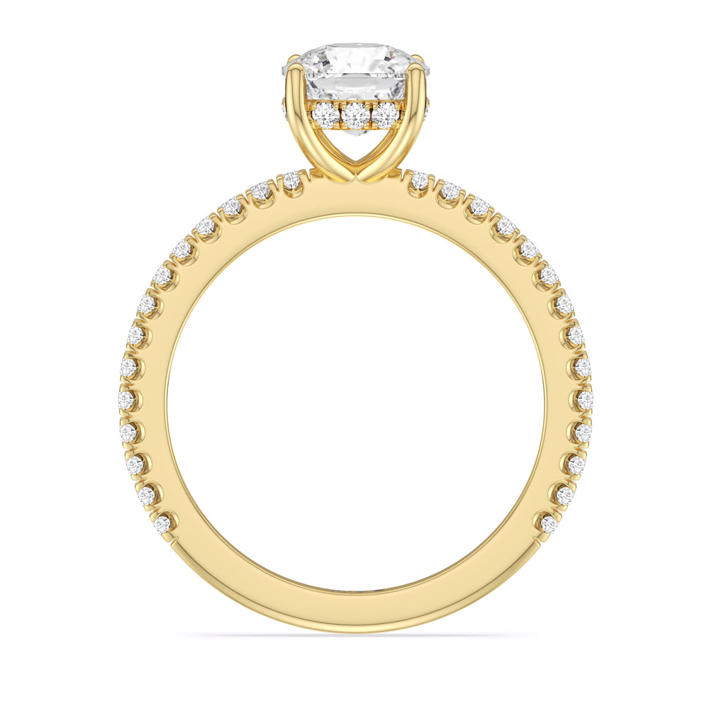 Cushion Cut Classic Hidden Halo Engagement Ring (E+ VVS+) with Lab Grown Diamond in 14KT Yellow Gold view 2