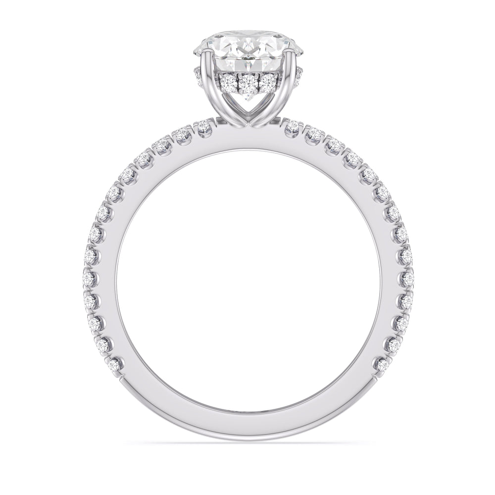 Oval Cut Classic Hidden Halo Engagement Ring (E+ VVS+) with Lab Grown Diamond in 14KT Platinum view 3