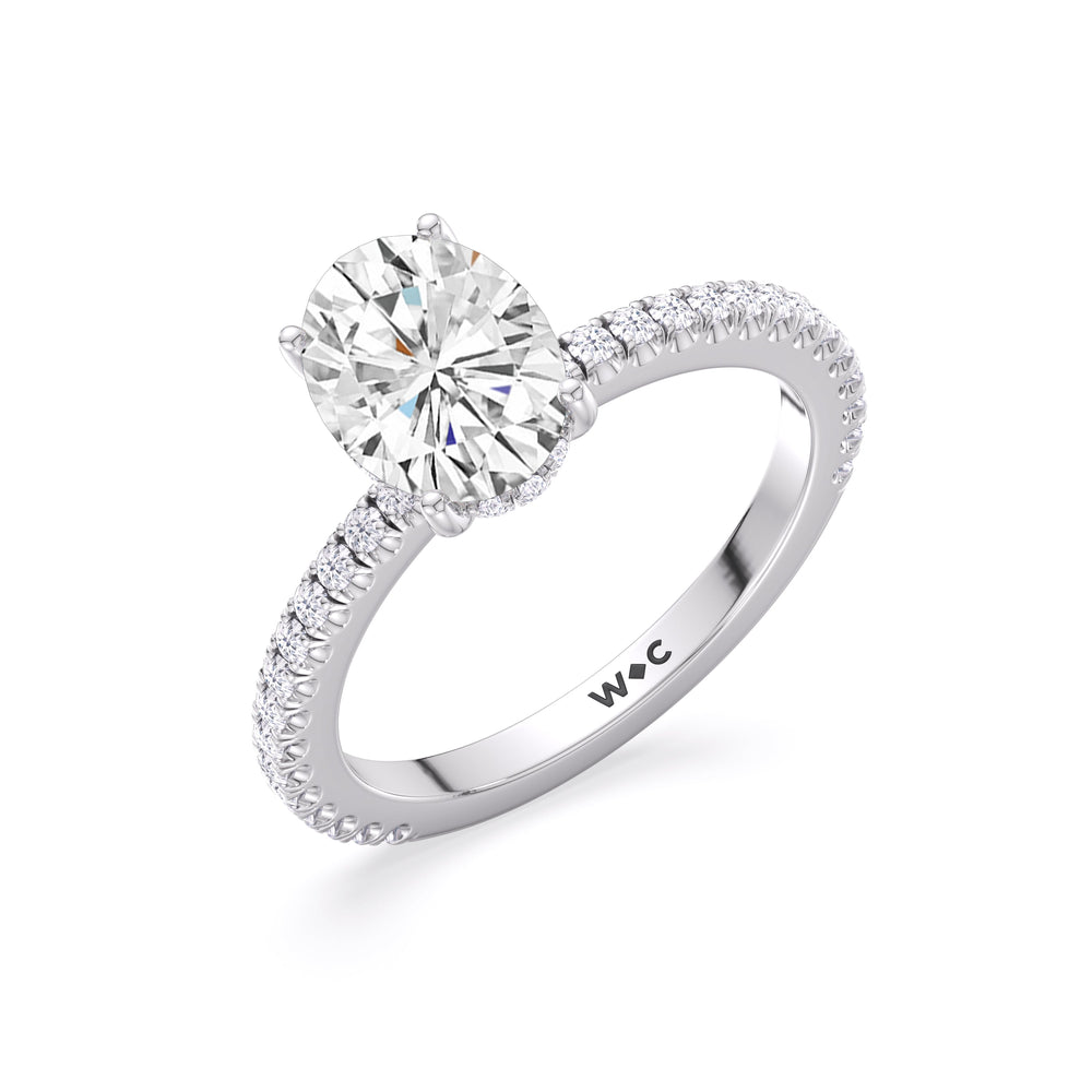 Oval Cut Classic Hidden Halo Engagement Ring (E+ VVS+) with Lab Grown Diamond in 14KT Platinum view 4